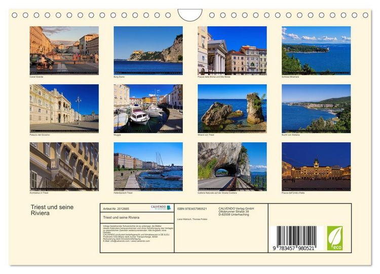 Produktbild: Triest und seine Riviera (Wandkalender 2026 DIN A4 quer), CALVENDO Monatskalender