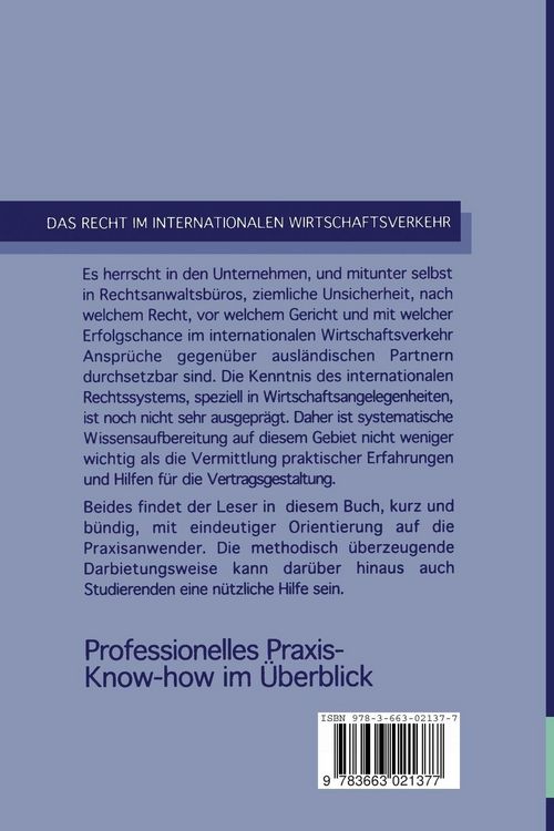 Produktbild: Das Recht im internationalen Wirtschaftsverkehr