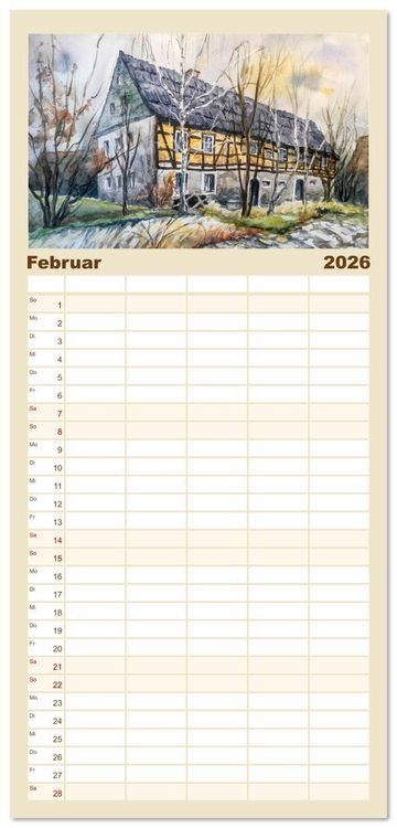Produktbild: Familienplaner 2026 - Dresden und das Elbtal - Ein Aquarellkalender von Claudia Pinkau mit 5 Spalten (Wandkalender, 21 x 45 cm) CALVENDO