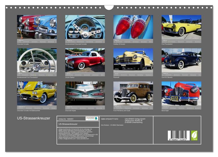 Produktbild: US-Strassenkreuzer (Wandkalender 2026 DIN A3 quer), CALVENDO Monatskalender