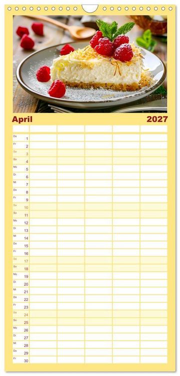 Produktbild: Familienplaner 2027 - K&auml;sekuchen Kalender - K&ouml;stliche Dessertmomente mit 5 Spalten (Wandkalender, 21 x 45 cm) CALVENDO
