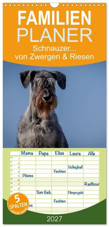 Produktbild: Familienplaner 2027 - Schnauzer... von Zwergen und Riesen 2027 mit 5 Spalten (Wandkalender, 21 x 45 cm) CALVENDO