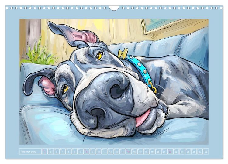 Produktbild: Die Dogge. Lustige Hunde Cartoons f&uuml;r gute Laune (Wandkalender 2026 DIN A3 quer), CALVENDO Monatskalender