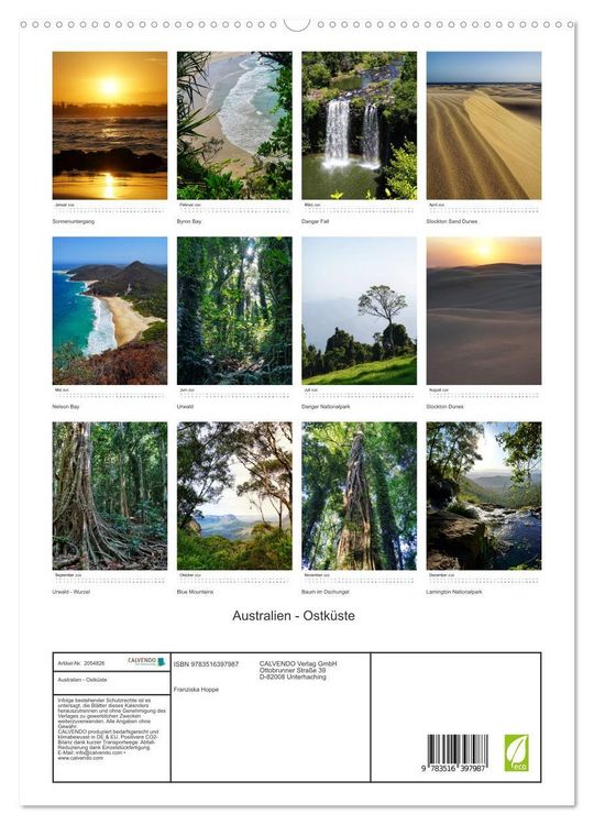 Produktbild: Australien - Ostk&uuml;ste (hochwertiger Premium Wandkalender 2026 DIN A2 hoch), Kunstdruck in Hochglanz