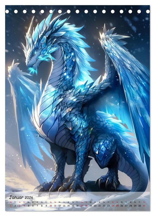 Produktbild: Gefl&uuml;gelte H&uuml;ter - Erleben Sie die Magie der Drachen (Tischkalender 2026 DIN A5 hoch), CALVENDO Monatskalender