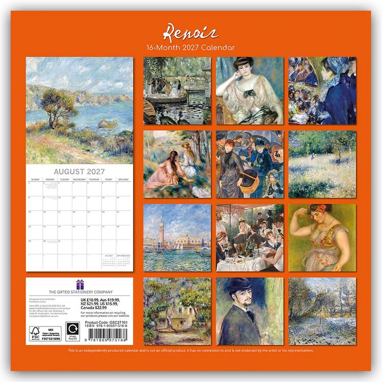 Produktbild: Renoir &ndash; Pierre-Auguste Renoir &ndash; Kunstkalender 2027 16-Monatskalender