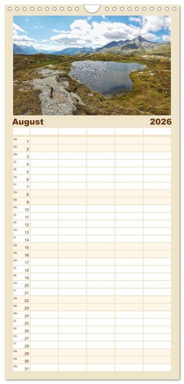 Produktbild: Familienplaner 2026 - Alpen Blick mit 5 Spalten (Wandkalender, 21 x 45 cm) CALVENDO