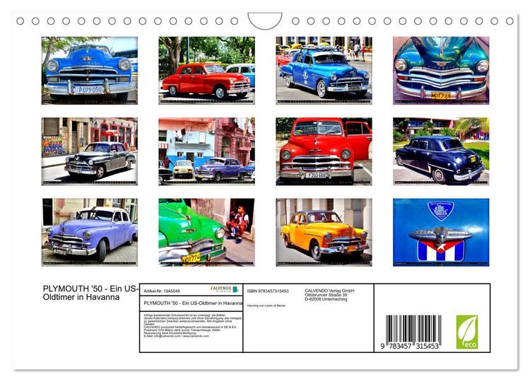 Produktbild: PLYMOUTH '50 - Ein US-Oldtimer in Havanna (Wandkalender 2026 DIN A4 quer), CALVENDO Monatskalender