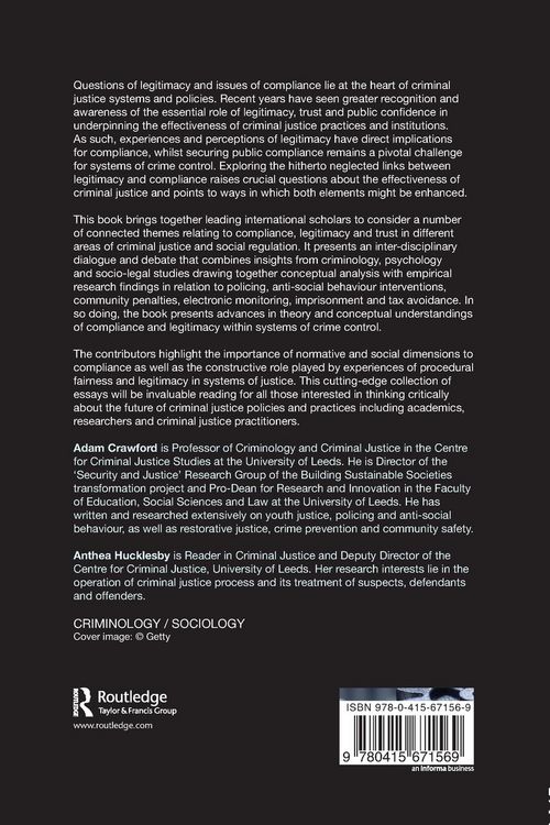 Produktbild: Legitimacy and Compliance in Criminal Justice