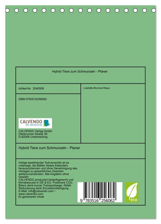 Produktbild: Hybrid Tiere zum Schmunzeln - Planer (Tischkalender 2026 DIN A5 hoch), CALVENDO Monatskalender