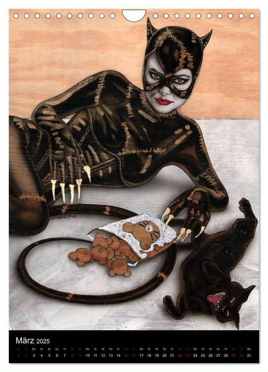 Produktbild: Kesse Mietzen - Burlesque cats II - mit flotten Linien gezeichnete Pin-up Katzen (Wandkalender 2025 DIN A4 hoch), CALVENDO Monatskalender