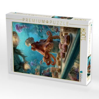 Produktbild: CALVENDO Puzzle Lustiger Oktopus als B&auml;cker unter Wasser | 1000 Teile Lege-Gr&ouml;&szlig;e 64x48cm Foto-Puzzle f&uuml;r gl&uuml;ckliche Stunden