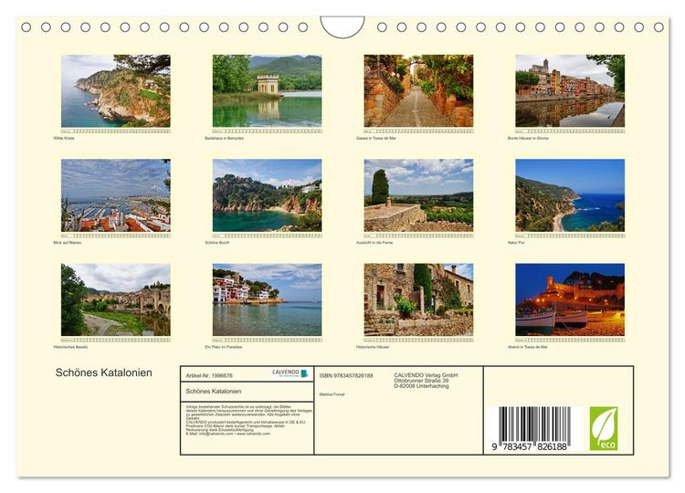Produktbild: Sch&ouml;nes Katalonien (Wandkalender 2026 DIN A4 quer), CALVENDO Monatskalender