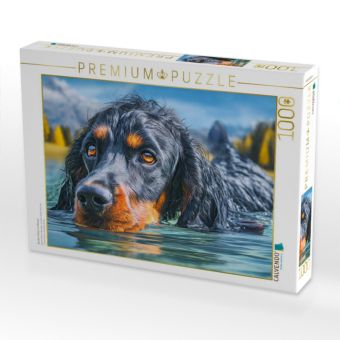 Produktbild: CALVENDO Puzzle Gordon Setter im Wasser | 1000 Teile Lege-Gr&ouml;&szlig;e 64x48cm Foto-Puzzle f&uuml;r gl&uuml;ckliche Stunden