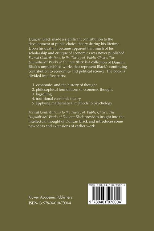 Produktbild: Formal Contributions to the Theory of Public Choice
