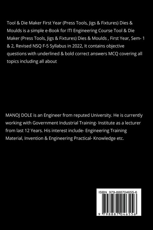 Produktbild: Tool & Die Maker First Year (Press Tools, Jigs & Fixtures) Dies & Moulds MCQ