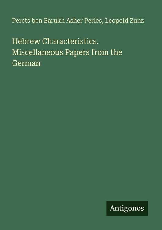 Produktbild: Hebrew Characteristics. Miscellaneous Papers from the German