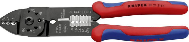 Produktbild: Knipex 97 21 215 C Crimpzange 1 St&uuml;ck Unisolierte Kabelschuhe, Unisolierte Kabelverbinder 0.5 bis 6 mm&sup2;