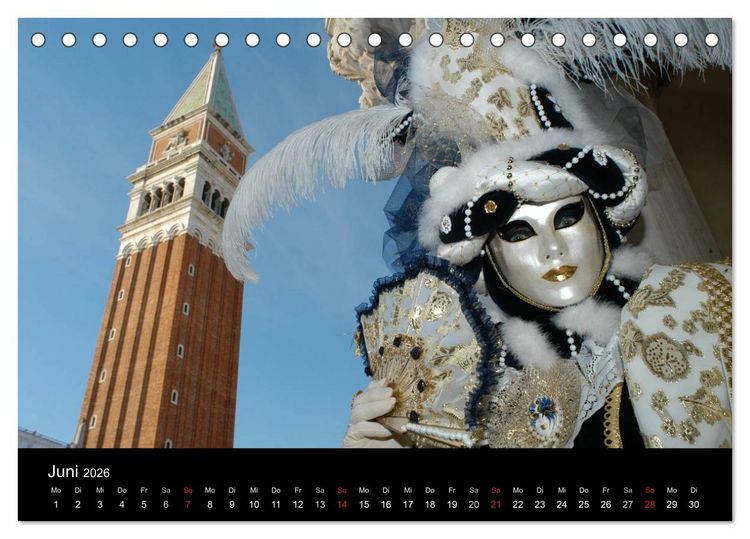 Produktbild: Maskenzauber in Venedig 2026 (Tischkalender 2026 DIN A5 quer), CALVENDO Monatskalender