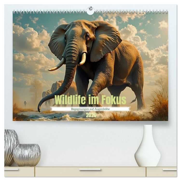Produktbild: Wildlife im Fokus - Begegnungen auf Augenh&ouml;he (hochwertiger Premium Wandkalender 2026 DIN A2 quer), Kunstdruck in Hochglanz