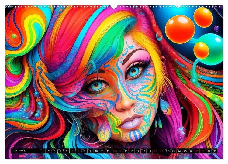 Produktbild: Psychedelische Ladies (hochwertiger Premium Wandkalender 2026 DIN A2 quer), Kunstdruck in Hochglanz
