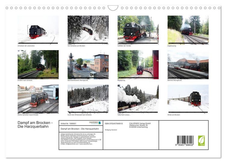 Produktbild: Dampf am Brocken - Die Harzquerbahn (Wandkalender 2026 DIN A3 quer), CALVENDO Monatskalender