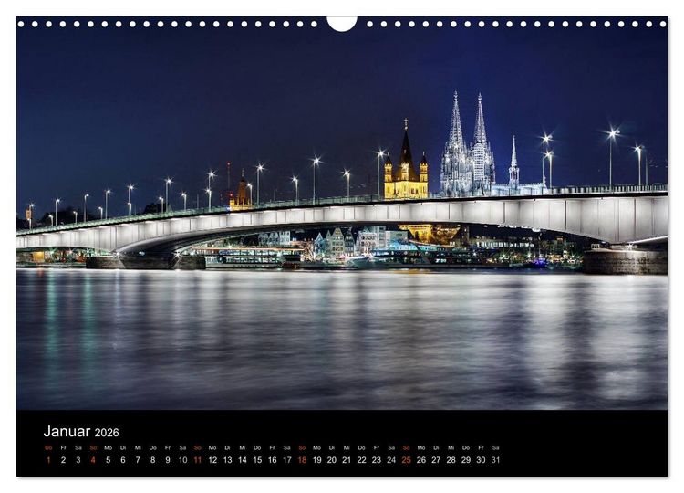 Produktbild: k&ouml;ln dunkel bunt - Die Stadt in anderem Licht! (Wandkalender 2026 DIN A3 quer), CALVENDO Monatskalender