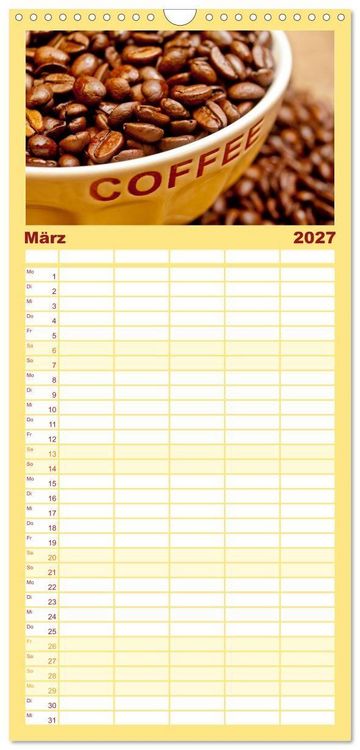 Produktbild: Familienplaner 2027 - KAFFEE 2027 mit 5 Spalten (Wandkalender, 21 x 45 cm) CALVENDO