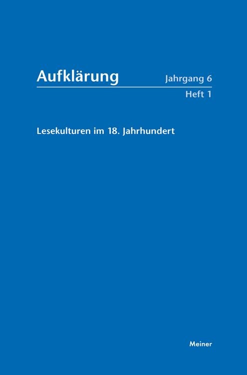 Produktbild: Aufkl&auml;rung, Band 6/1: Lesekulturen im 18. Jahrhundert