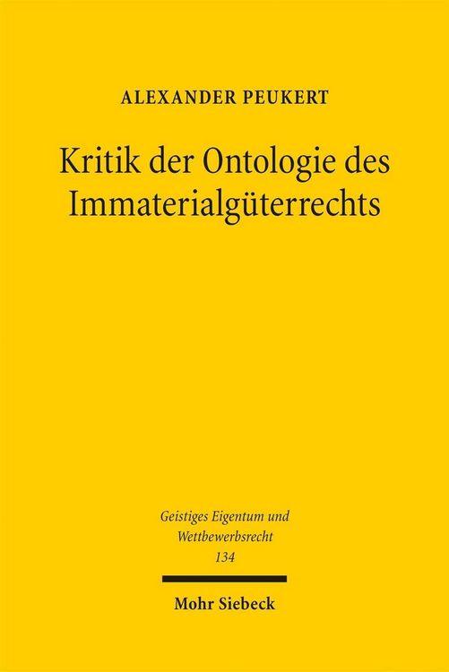 Produktbild: Kritik der Ontologie des Immaterialg&uuml;terrechts