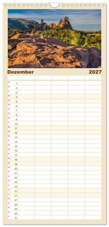 Produktbild: Familienplaner 2027 - Wyoming, South Dakota Colorado mit 5 Spalten (Wandkalender, 21 x 45 cm) CALVENDO