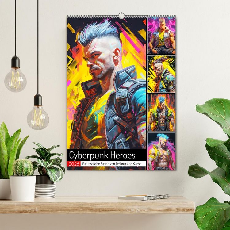 Produktbild: Cyberpunk Heroes. Futuristische Fusion von Technik und Kunst (Wandkalender 2026 DIN A2 hoch), CALVENDO Monatskalender