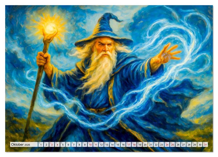Produktbild: Magische Meister - Kalender &uuml;ber Zauberer und ihre Kr&auml;fte (Wandkalender 2026 DIN A4 quer), CALVENDO Monatskalender
