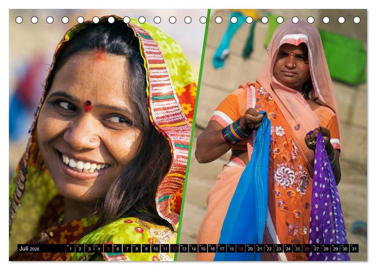 Produktbild: INDIEN Menschen Farben Impressionen (Tischkalender 2026 DIN A5 quer), CALVENDO Monatskalender