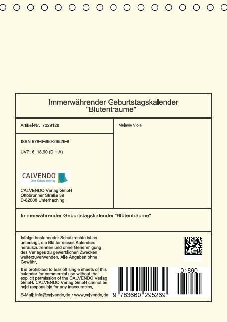 Produktbild: Immerw&auml;hrender Geburtstagskalender - Bl&uuml;tentr&auml;ume (Tischkalender immerw&auml;hrend DIN A5 hoch)
