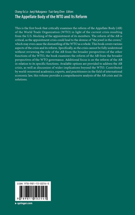 Produktbild: The Appellate Body of the WTO and Its Reform