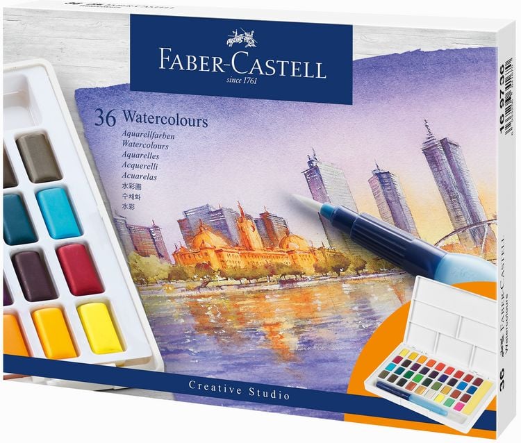 Produktbild: Faber-Castell Aquarellfarben in N&auml;pfchen, 36er Etui