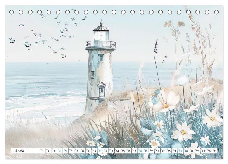 Produktbild: Strandtr&auml;ume in Aquarell (Tischkalender 2026 DIN A5 quer), CALVENDO Monatskalender