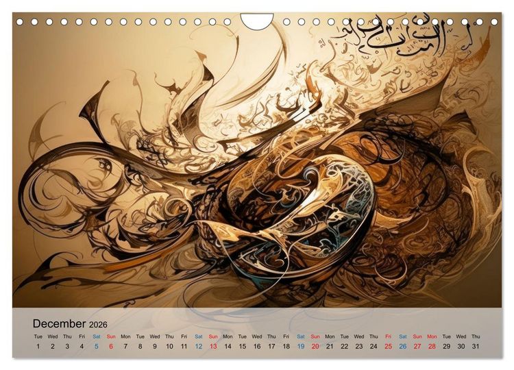 Produktbild: Arabic floating calligraphy as artwork (Wall Calendar 2026 DIN A4 landscape), CALVENDO 12 Month Wall Calendar