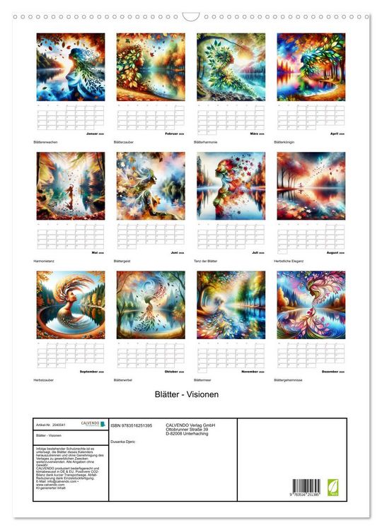 Produktbild: Bl&auml;tter - Visionen (Wandkalender 2026 DIN A2 hoch), CALVENDO Monatskalender