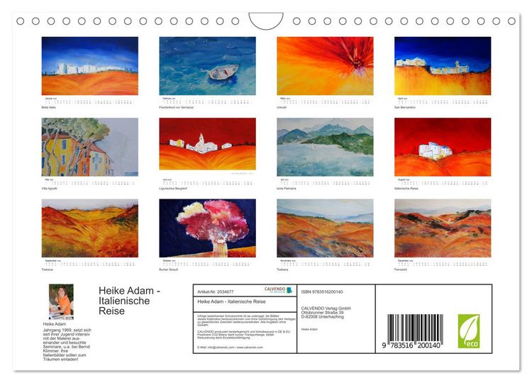 Produktbild: Heike Adam - Italienische Reise (Wandkalender 2026 DIN A4 quer), CALVENDO Monatskalender