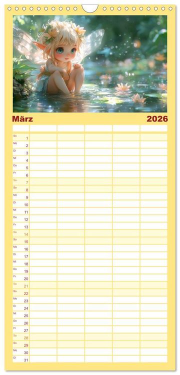 Produktbild: Familienplaner 2026 - Zauberhaftes Elfenland. Die duftige Welt der Naturgeister mit 5 Spalten (Wandkalender, 21 x 45 cm) CALVENDO
