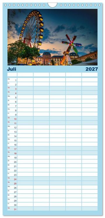 Produktbild: Familienplaner 2027 - Blickfang Darmstadt! mit 5 Spalten (Wandkalender, 21 x 45 cm) CALVENDO