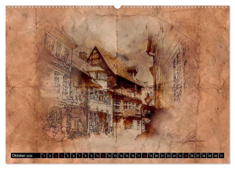 Produktbild: L&uuml;neburger Skizzen (hochwertiger Premium Wandkalender 2026 DIN A2 quer), Kunstdruck in Hochglanz
