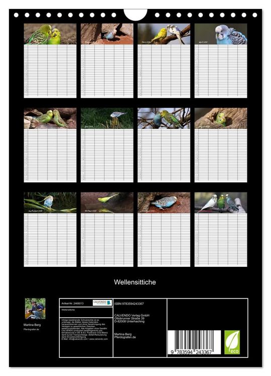 Produktbild: Wellensittiche (Wandkalender 2027 DIN A4 hoch), CALVENDO Monatskalender