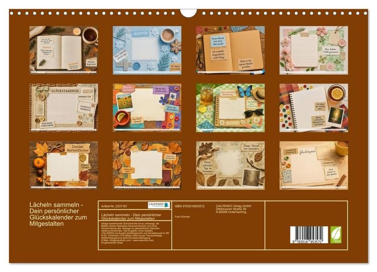 Produktbild: L&auml;cheln sammeln - Dein pers&ouml;nlicher Gl&uuml;ckskalender zum Mitgestalten (Wandkalender 2027 DIN A3 quer), CALVENDO Monatskalender