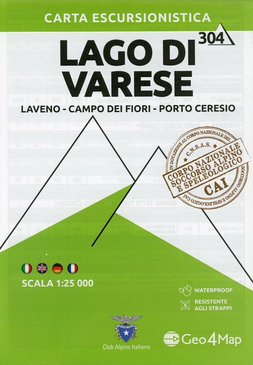 Produktbild: 304 Lago di Varese. Carta escursionistica 1:25.000. Laveno, Campo dei Fiori, Porto Ceresio