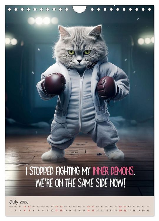 Produktbild: LUNATIC CATS Enjoy hilarious and wacky sayings (Wall Calendar 2026 DIN A4 portrait), CALVENDO 12 Month Wall Calendar