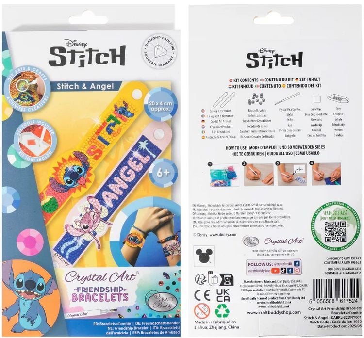 Produktbild: Craft Buddy CABRL-32DNY001 - Crystal Art Friendship Bracelets, Disney Stitch & Angel, Freundschaftsarmb&auml;nder