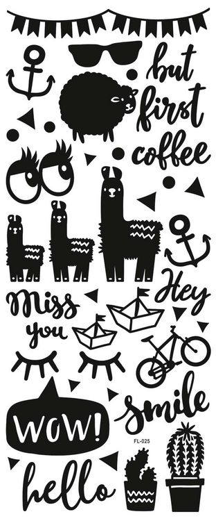 Produktbild: Folia  Relief-Sticker BASIC, ca. 10x24cm, 10 Blatt sortiert